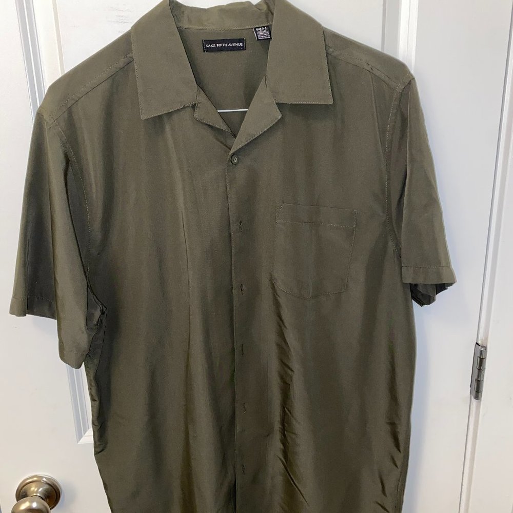 Saks Fifth Ave Men's Silk button down, Large